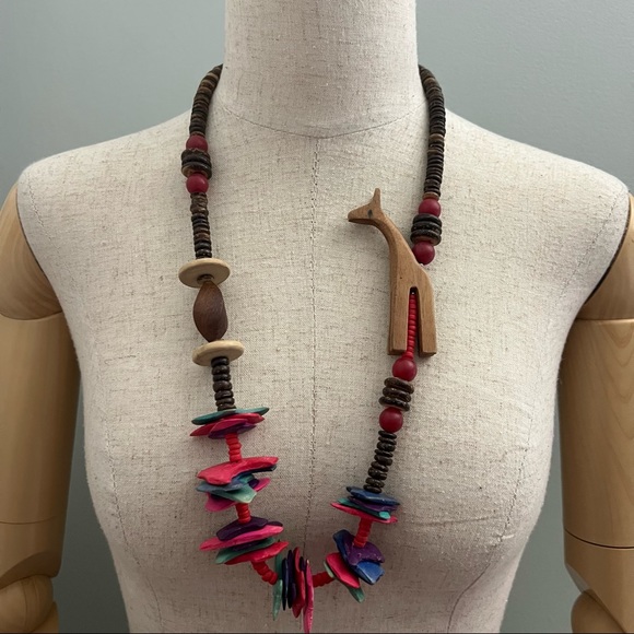 Colorful Wooden Safari Ethnic Bohemian Vintage Necklace Assortment - Picture 6 of 11